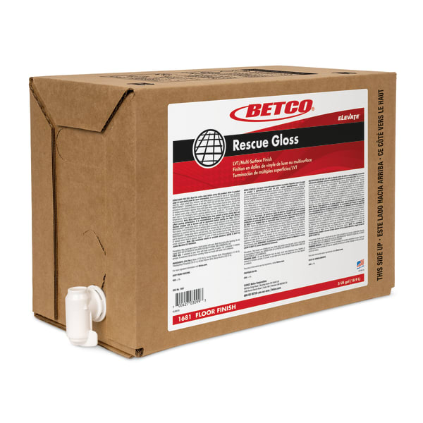 Betco Rescue Gloss Multi-Surface Floor Finish, Unscented, 5 Gallon, Clear