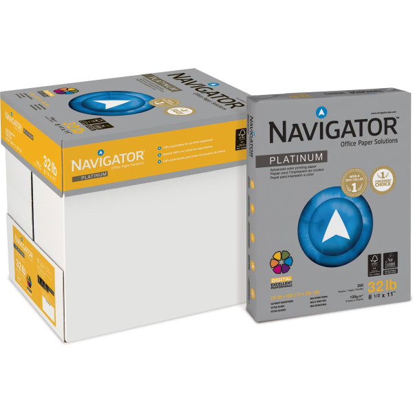 Navigator Platinum Office Multi-Use Printer & Copy Paper, 5 Reams, Bright White, Letter (8.5in x 11in),, 2000 Sheets Per Case, 32 Lb
