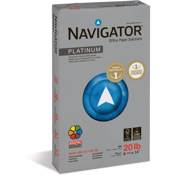 Navigator Platinum Office Multi-Use Paper, 10 Reams, Bright White, Legal Size (8 1/2in x 14in), 20 Lb, Smooth