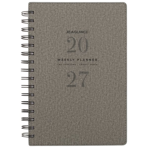 AT-A-GLANCE Signature Collection 2027 Weekly Monthly Planner, Gray, Small, 5 1/2in x 8 1/2in