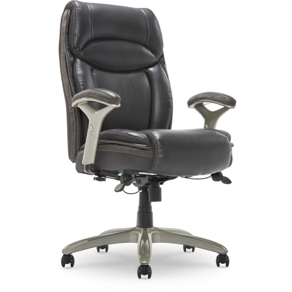 Serta Smart Layers Jennings Big & Tall Ergonomic Bonded Leather High-Back Executive Chair, Dark Gray/Silver