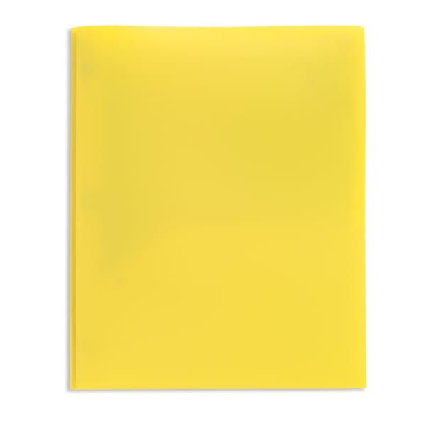 Office Depot Brand 2-Pocket School-Grade Poly Folder with Prongs, Letter Size, Yellow