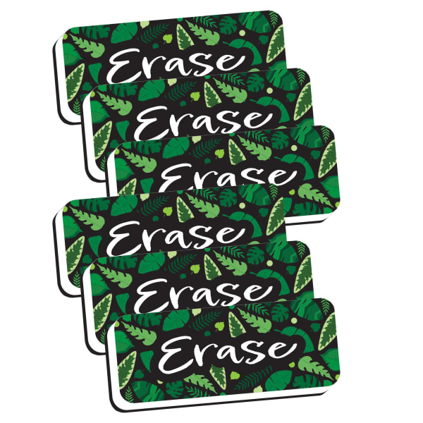 Ashley Productions Magnetic Whiteboard Eraser, Greenery With Erase, 2in x 5in, Pack Of 6