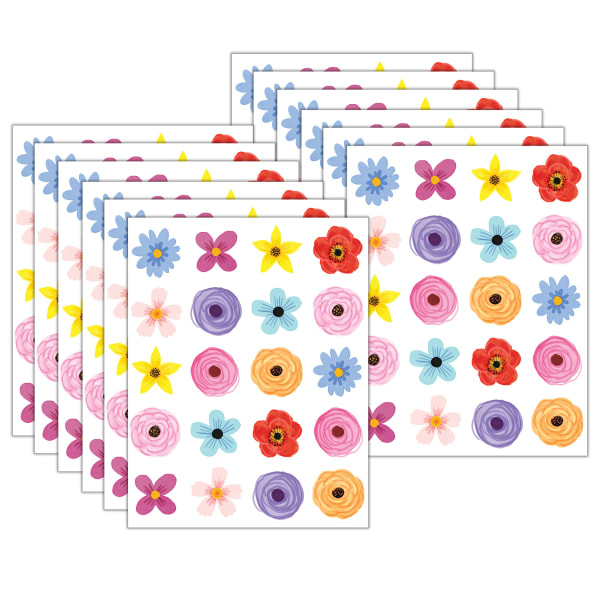 Teacher Created Resources Stickers, 2-1/2in x 1/2in, Wildflowers, 120 Stickers Per Pack, Bundle Of 12 Packs