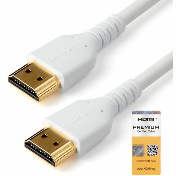 StarTech.com 1m Premium Certified HDMI 2.0 Cable with Ethernet - 3ft High Speed UHD 4K 60Hz HDR Durable Rugged Ultra HD HDMI Monitor Cord - 3.3ft/1m Premium Certified HDMI 2.0 with Ethernet; 4K 60Hz 4096x2160p/UHD/HDR10/Ultra wide/32 Ch Audio