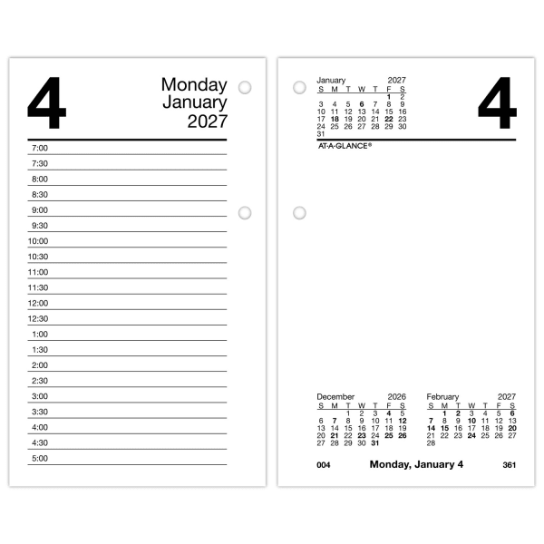 AT-A-GLANCE 2027 Recycled Daily Loose-Leaf Desk Calendar Refill, Standard, 3 1/2in x 6in