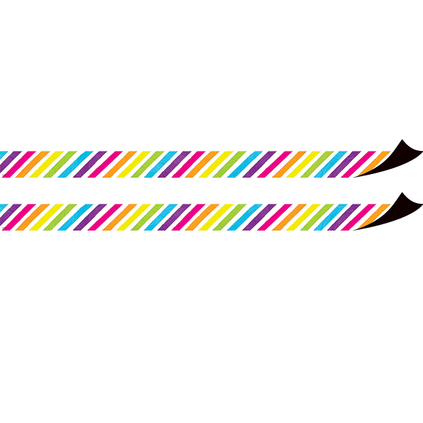 Teacher Created Resources Magnetic Borders, 24in x 1-1/2in, Brights 4Ever Stripes, 12 Borders Per Pack, Set Of 2 Packs