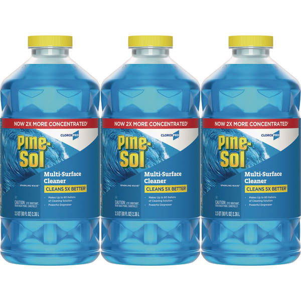 Pine-Sol CloroxPro Multi-Surface Cleaner Concentrated, Sparkling Wave Scent, 80 oz Bottle, 3/Carton