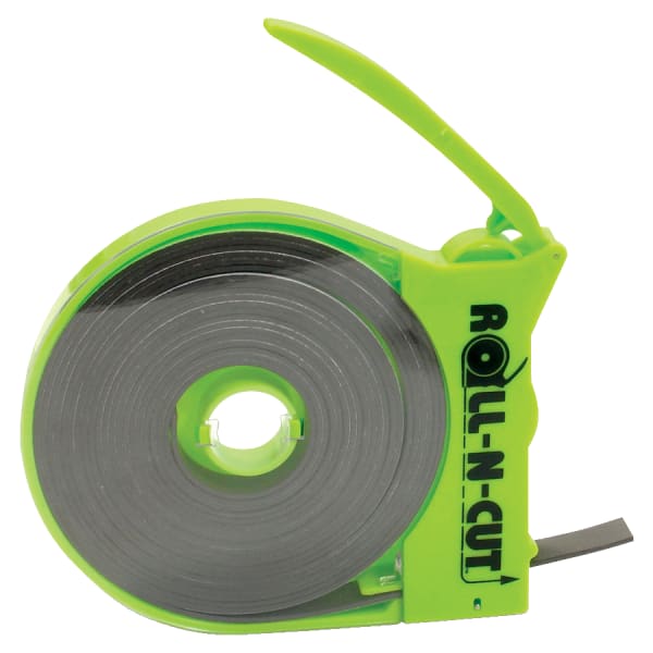 Zeus Magnetic Tape with Self-Cutting Dispenser - 0.50in Width x 15 ft Length - Dispenser Included - 1 / Roll - Black