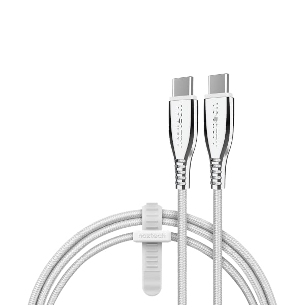 Naztech 6ft Titanium USB-C to USB-C Braided Cable, White