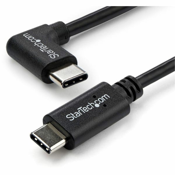 StarTech.com 1m 3 ft Right Angle USB-C Cable M/M - USB 2.0 - USB Type C Cable - 90 degree USB-C Cable - USB C to USB C Cable - USB-C Charge Cable - 3.30 ft USB Data Transfer Cable for Tablet, Notebook, MacBook, Chromebook, Wall Charger