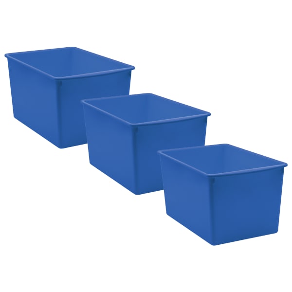 Teacher Created Resources Plastic Multi-Purpose Bins, 7-1/2inH x 9-1/4inW x 14inD, Blue, Pack Of 3 Bins