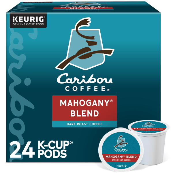 Caribou Coffee Single-Serve Coffee K-Cup Pods, Mahogany, Carton Of 24