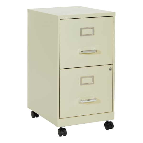 Office Star 20inD Vertical 2-Drawer Mobile Locking File Cabinet, Tan
