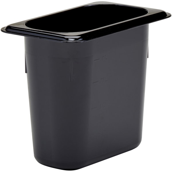 Cambro H-Pan High-Heat GN 1/9 Food Pans, 6inH x 4-1/4inW x 6-15/16inD, Black, Pack Of 6 Pans