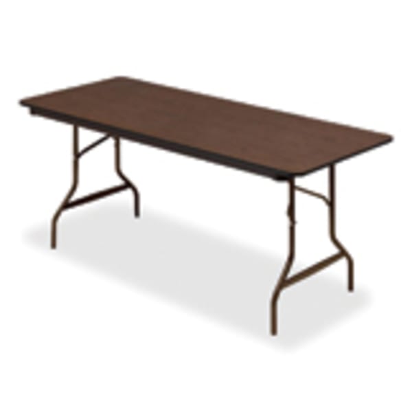 Iceberg 55324 Economy Folding Table - Melamine Rectangle Top - 300 lb Capacity - 72in Table Top Length x 30in Table Top Width x 0.62in Table Top Thickness - 29in Height - Brown, Walnut - Wood Top Material - 1 Each