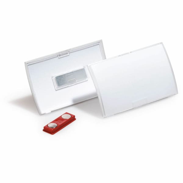 DURABLE CLICK FOLD Convex Magnetic Name Badge Holder - 2-1/8in x 3-5/8in - Plastic - Transparent - 10 / Box