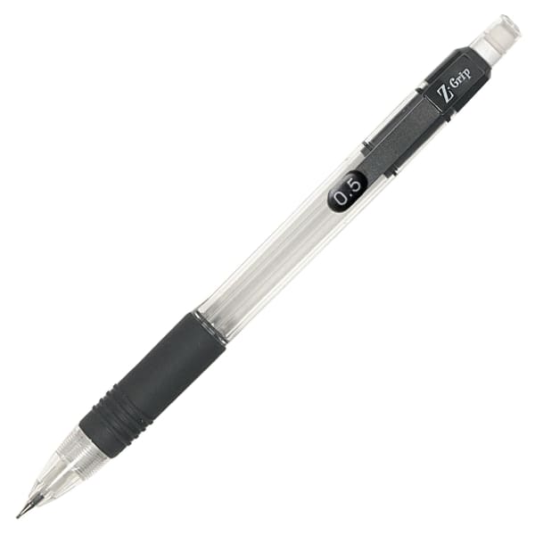 Zebra Z-Grip Mechanical Pencils, 0.5 mm, Clear/Black Barrels, Pack Of 12