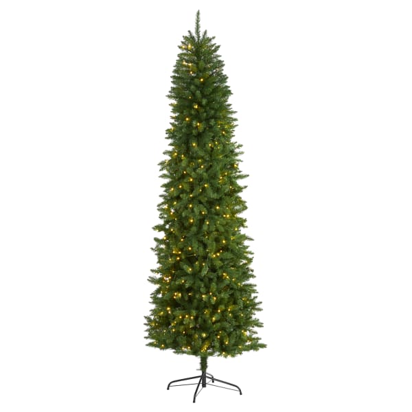 Nearly Natural Slim Green Mountain Pine Artificial Christmas Tree, 8ft