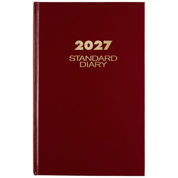 AT-A-GLANCE Standard Diary 2027 Daily Diary, Red, Large, 7 3/4in x 12in
