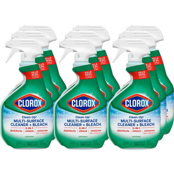 Clorox Clean-Up All Purpose Cleaner With Bleach Spray Bottle, 32 Oz, Pack Of 9