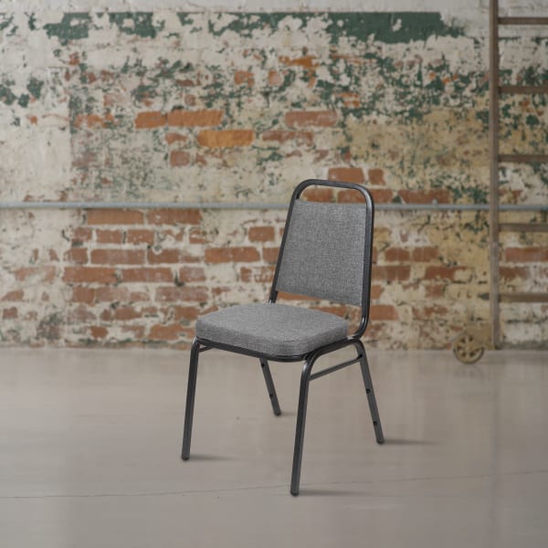 Flash Furniture HERCULES Series Trapezoidal-Back Stacking Banquet Chair With 2-1/2in Thick Seat, Gray/Silver