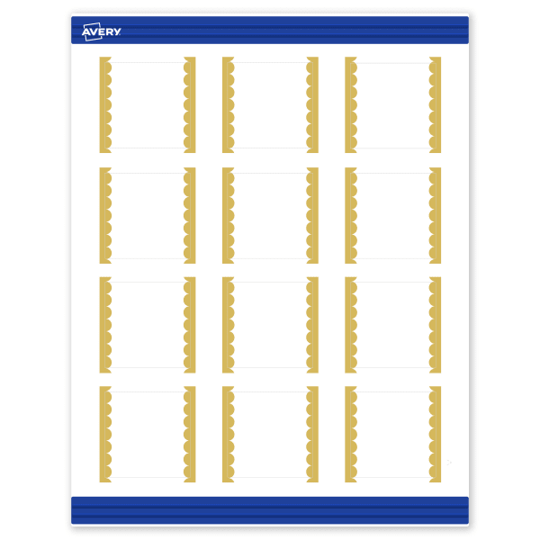 Avery Printable Cards With Sure Feed Technology, 2in x 2in, Matte White With Preprinted Gold Dots Edge, Pack Of 120