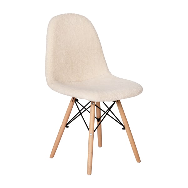 Flash Furniture Zula Modern Padded Armless Faux Shearling Accent Chair with Beechwood Legs, Off-White