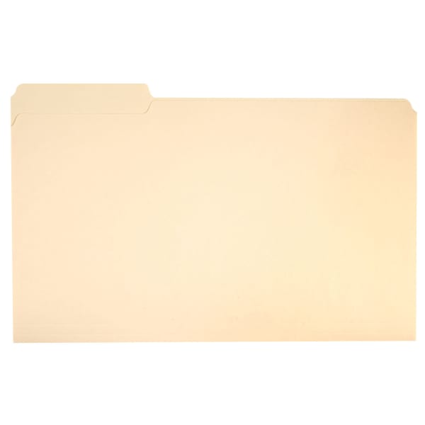 SKILCRAFT File Folders, 1/3 Cut, Legal Size, 30% Recycled, Manila, Pack Of 100 (AbilityOne 7530-00-282-2508)