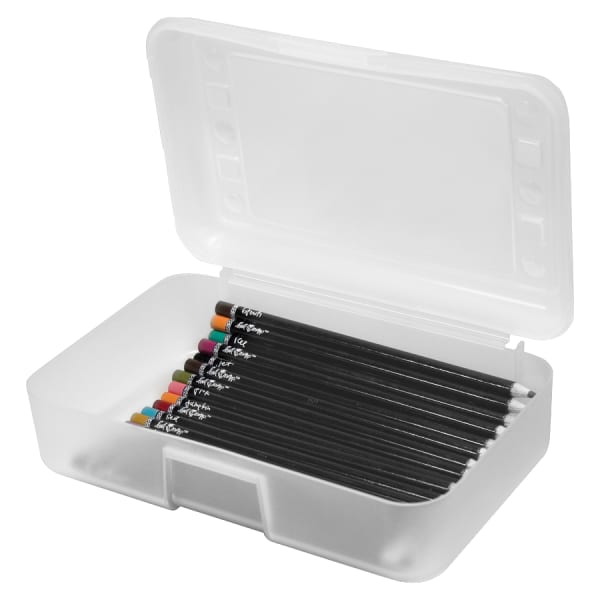 Advantus Gem Pencil Storage Box, 2 1/2in x 8 1/2in x 5 1/2in, Clear