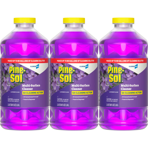 Clorox Pro Pine-Sol Multi-Surface Cleaner, Lavender Clean, 80 Oz, Pack Of 3 Bottles