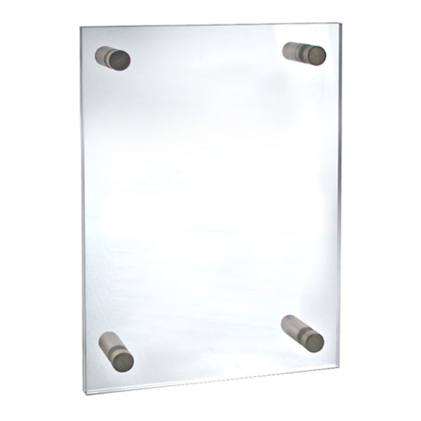 Azar Displays Standoff Acrylic Sign Holder, 14inH x 8-1/2inW x 1/4inD, Clear