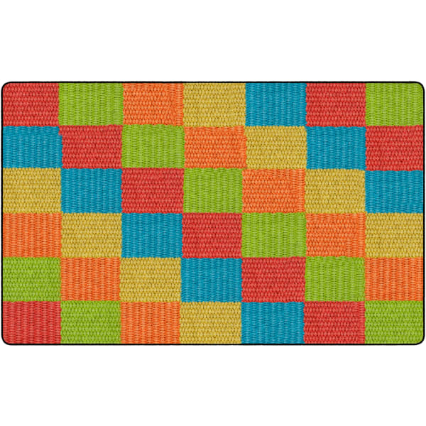 Flagship Carpets Basketweave Blocks Classroom Rug, 7 1/2ft x 12ft, Multicolor