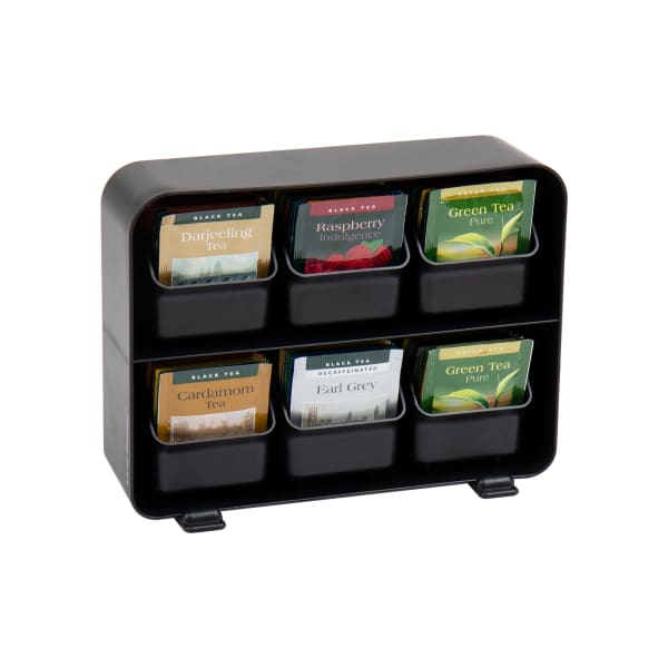 Mind Reader 6-Drawer Removable Tea Bag Organizer, 7-3/4inH x 3-1/4inW x 10-1/4inL, Black