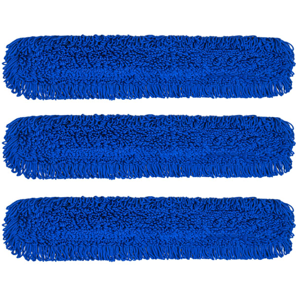 Gritt Commercial Microfiber Looped Dust Mop Pad Head, 48in, Blue, Pack Of 3 Pad Heads