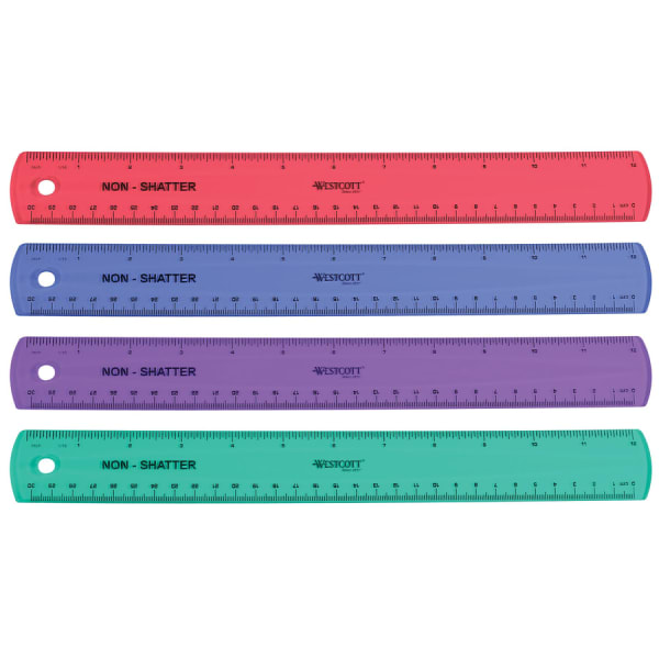 Westcott Shatterproof Ruler, 12in, Assorted Colors