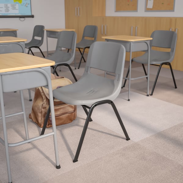 Flash Furniture HERCULES Series Ergonomic Shell Stack Chair, Gray/Black