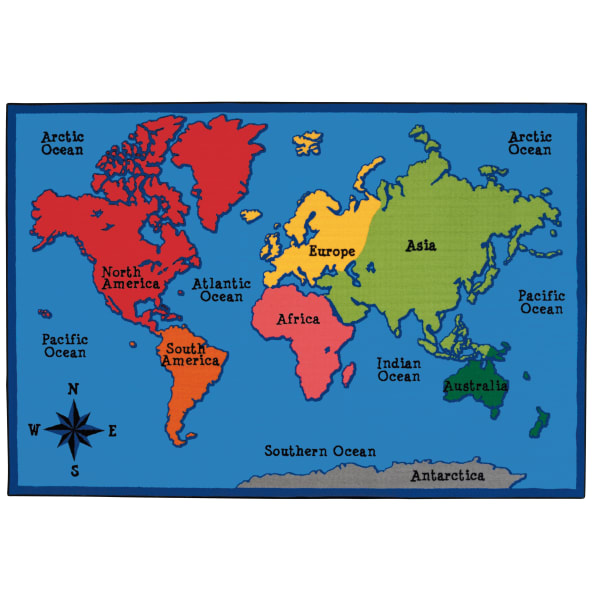 Carpets for Kids KID$Value Rugs World Map Activity Rug, 4ft x 6ft , Multicolor