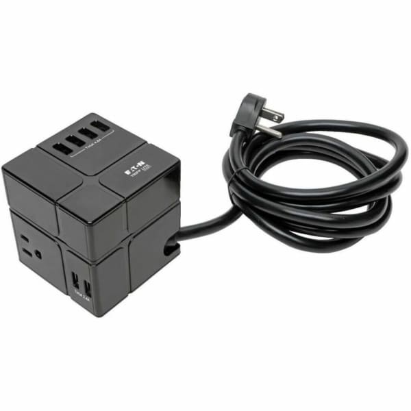 Eaton Tripp Lite Series Safe-IT 3-Outlet Cube Surge Protector - 5-15R Outlets, 6 USB Ports, 8 ft. (2.4 m) Cord, Antimicrobial Protection