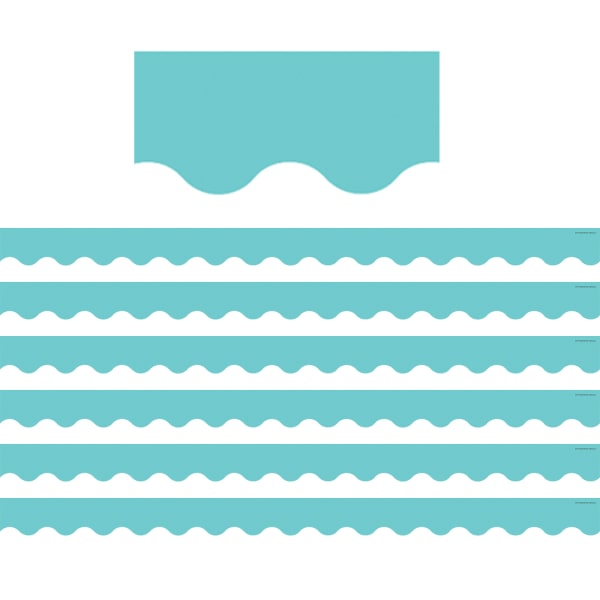 Teacher Created Resources Scalloped Border Trim Packs, 35', Light Turquoise, Set Of 6 Packs