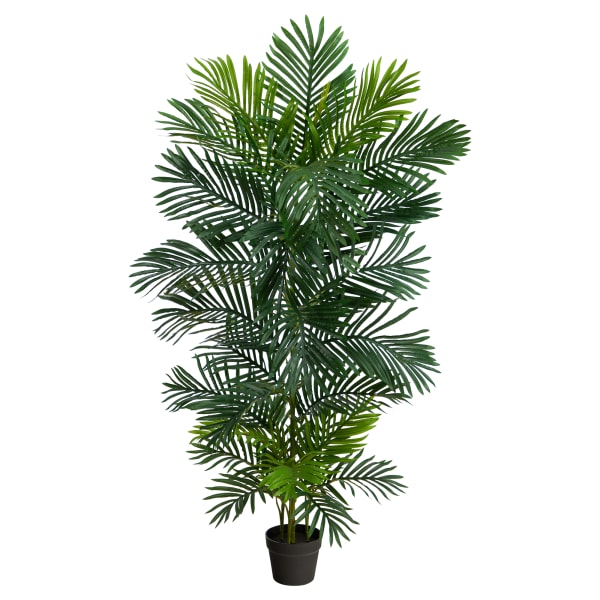 Nearly Natural Areca Palm 60inH Artificial Plant With Planter, 60inH x 16inW x 16inD, Green/Black