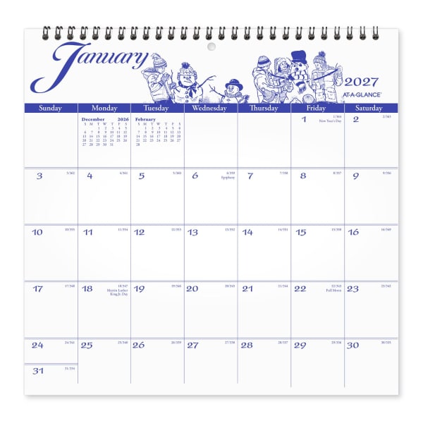 AT-A-GLANCE 2027 Illustrator's Edition Monthly Wall Calendar, Medium, 12in x 12in