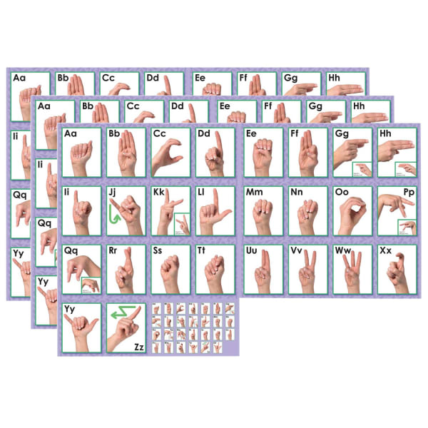 North Star Teacher Resources Alphabet Bulletin Board Sets, American Sign Language, Pre-K to Grade 8, Pack Of 3 Sets