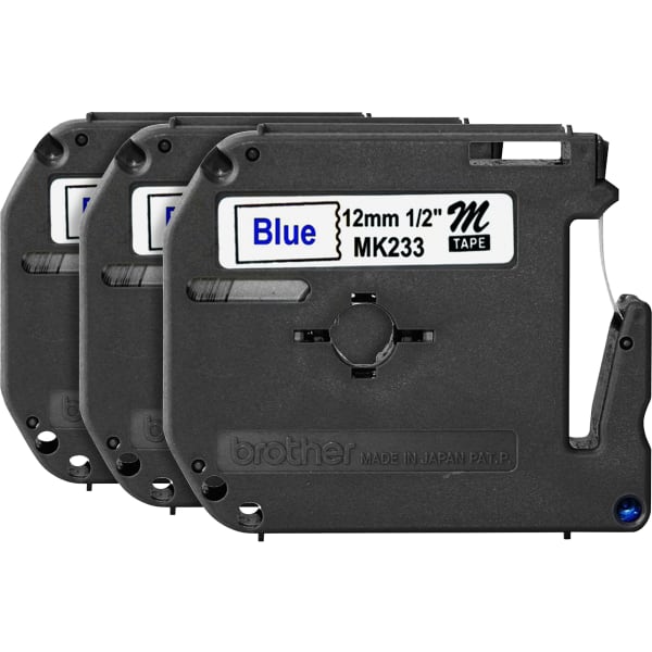 P-touch P-touch Nonlaminated M Series Tape Cartridge - 1/2in Width x 26 1/5in Length - Rectangle - Direct Thermal - White - Self-adhesive, Non-laminated - 3 / Bundle