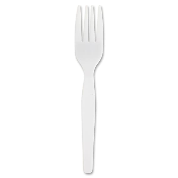 Genuine Joe Heavyweight White Plastic Forks - 100 / Box - 4000 Piece(s) - 4000/Carton - Fork - 4000 x Fork - Disposable - Polystyrene - White