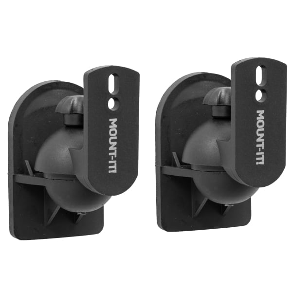 Mount-It! Dual Low Profile Steel Universal Speaker Wall Mounts, 6inH x 6inW x 9inD, Black, Set Of 2 Mounts