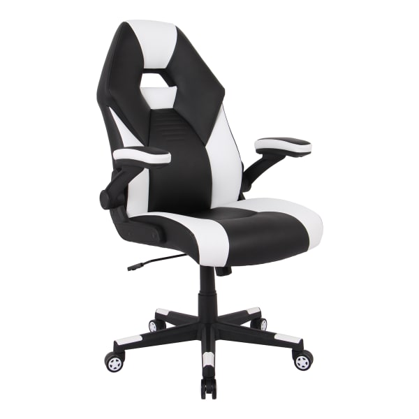 RS Gaming RGX Faux Leather High-Back Gaming Office Chair, Black/White, BIFMA Compliant