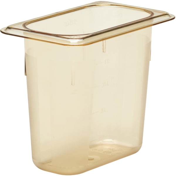 Cambro H-Pan High-Heat GN 1/9 Food Pans, 6inH x 4-1/4inW x 6-15/16inD, Amber, Pack Of 6 Pans