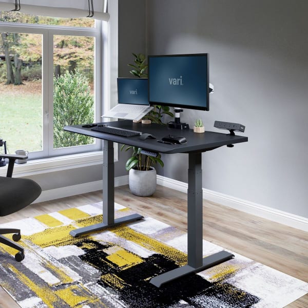 VARI Electric Standing Desk With ComfortEdge, 48inW, Black
