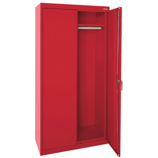 Sandusky Classic Series Medium-Duty Assembled Wardrobe Storage Cabinet, 72inH x 36inW x 24inD, Red